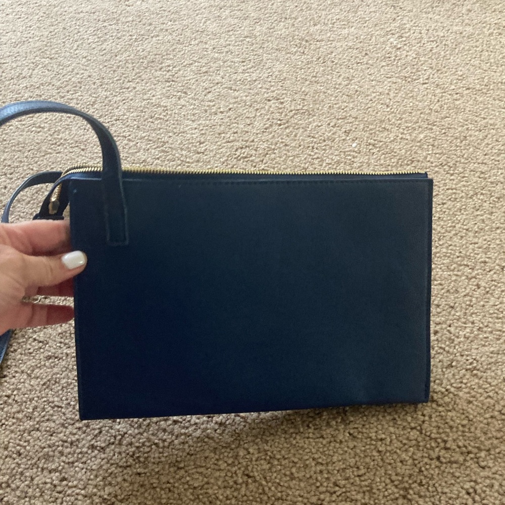 Navy Blue Leather Wristlet